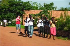Peabody students work with brass band in Uganda